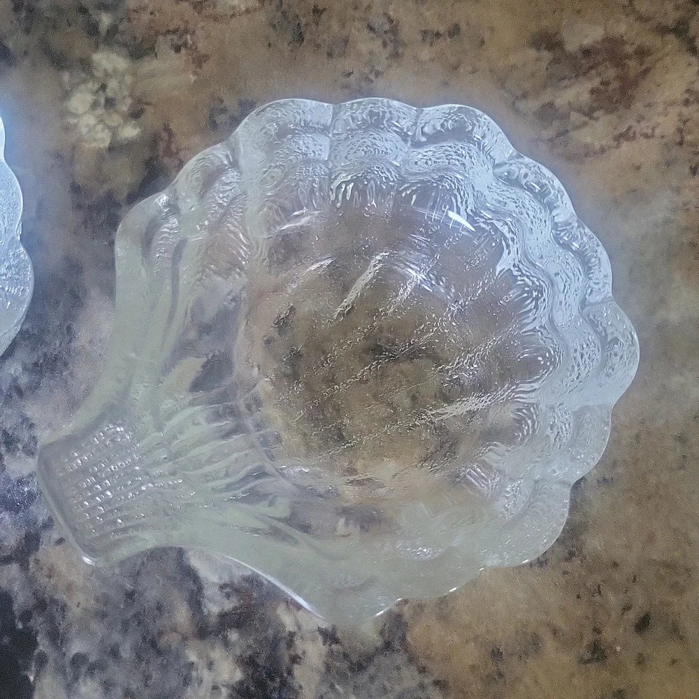 Glass Shell Trinket Dish Pair of Two
